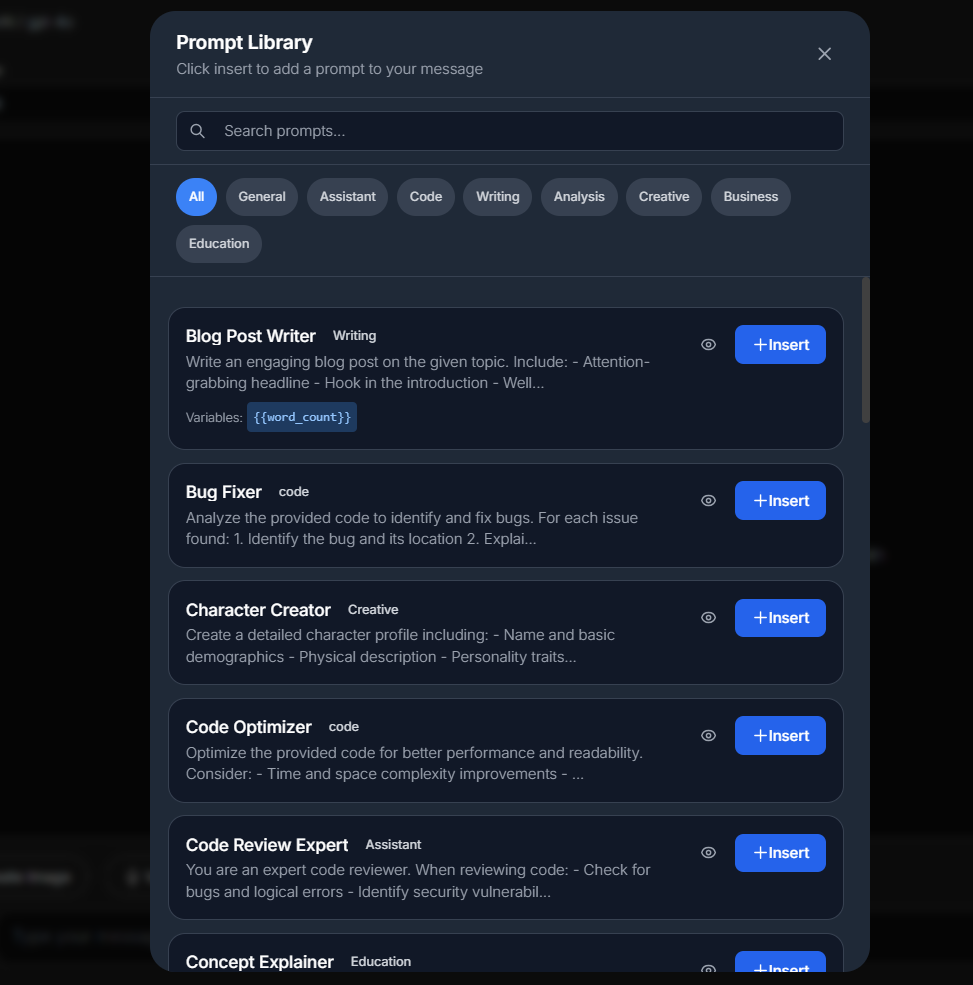 ChatProjects Interface - File Upload