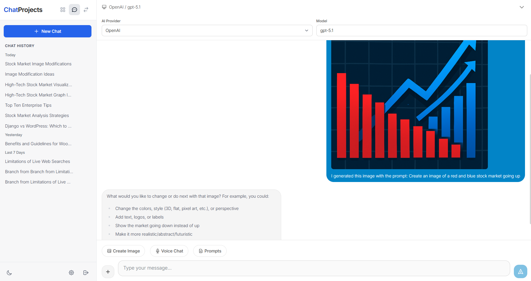 ChatProjects Interface - Chat View